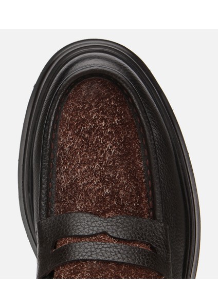 02AYH312340A480 ERKEK Deri Kahverengi Kırçıllı Yüksek Tabanlı Klasik Loafer indirimleri