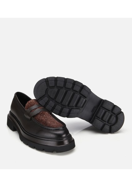 02AYH312340A480 ERKEK Deri Kahverengi Kırçıllı Yüksek Tabanlı Klasik Loafer