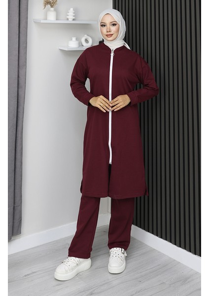 Fermuarlı Eşofman Takım 3044-16 Bordo