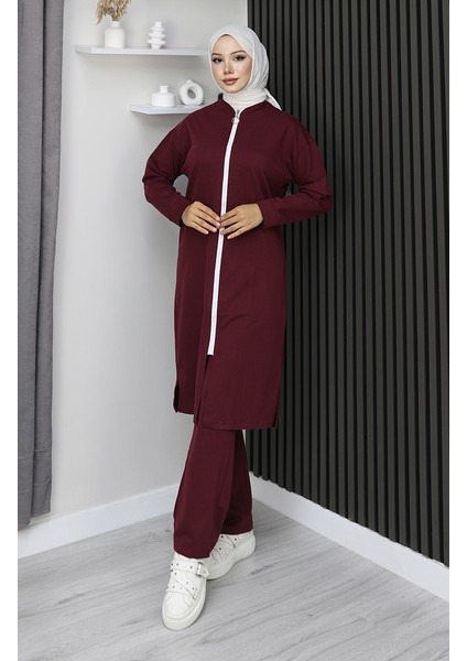 Fermuarlı Eşofman Takım 3044-16 Bordo modelleri