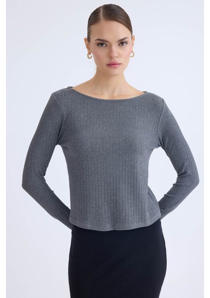 Kayık Yaka Uzun Kol Bluz modelleri