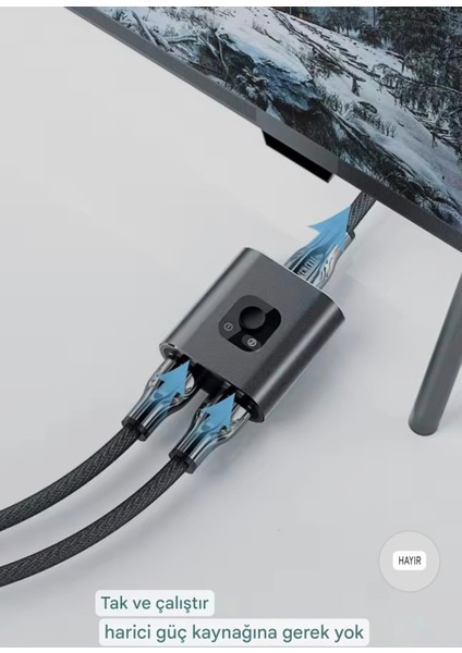 4K Ultra Hd Splitter Ayırıcı 2 Giriş 1 Çıkış 4K 60Hz HDMI Switcher Splitter Ce Lisanslı Orjinal Pc Dizüstü Hdtv Xbox Ps4 Ps5 Tv Macbook