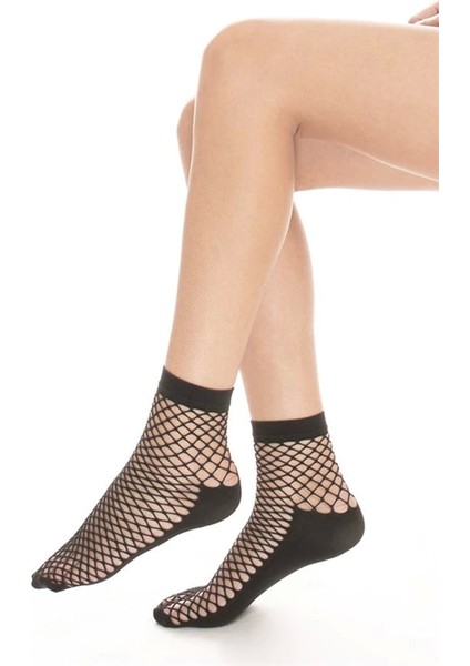 Italiana Kadın Tabanlı Geniş File Soket Siyah