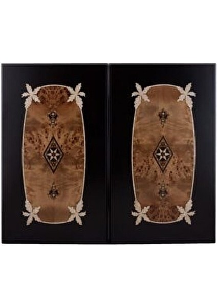 Asya Model Tavla Doğal Ahşap Mozaik İşlemeli 30 Parça Ahşap Pul Seti