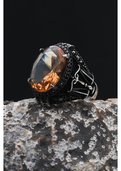 Zultanit Taşlı Terazi Figürlü 925 Ayar Gümüş Erkek Yüzük 902351