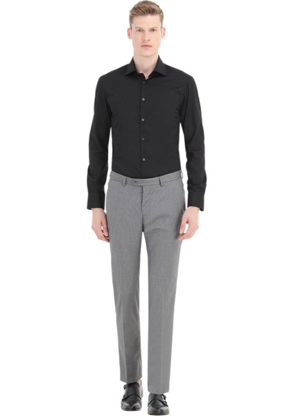 Siyah Düz Slim Fit Dokuma Klasik Pamuk Karışımlı Gömlek indirimleri