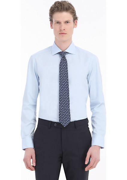 Mavi Düz Regular Fit Dokuma Klasik Pamuk Karışımlı Gömlek fiyatları