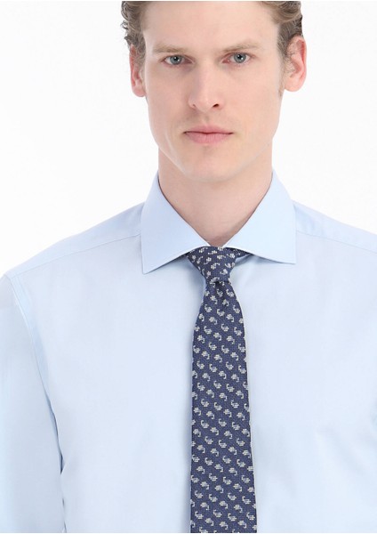 Mavi Düz Regular Fit Dokuma Klasik Pamuk Karışımlı Gömlek indirimleri