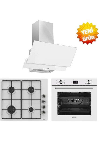 ve Afm Tech Markalı /fiora Beyaz Dijital Ankastre Set (EL066 Emaye Ocak +FM3301 + FM7701)