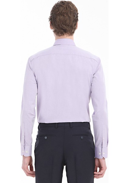 Lila Düz Regular Fit Dokuma Klasik Pamuk Karışımlı Gömlek indirimleri