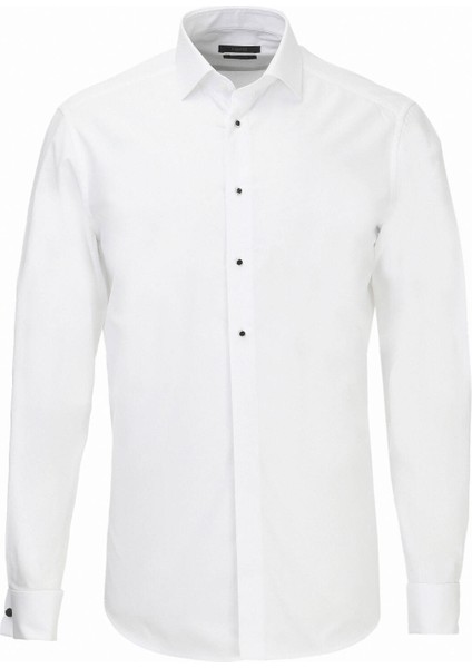 Beyaz Düz Slim Fit Duble Manşet Klasik Yaka Smokin Gömlek indirimleri