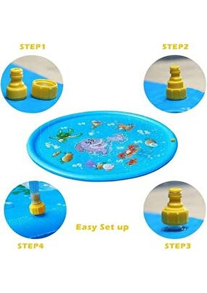 Fıskıyeli Su Fışkırtan Oyun Matı Su Havuzu Su Kaydırağı 170 cm