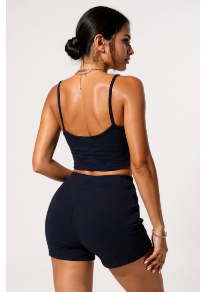 Kadın Lacivert Şortlu Kaşkorse Gecelik Takım – Modern, Konforlu ve Günlük Kombinlere Uygun fırsatları