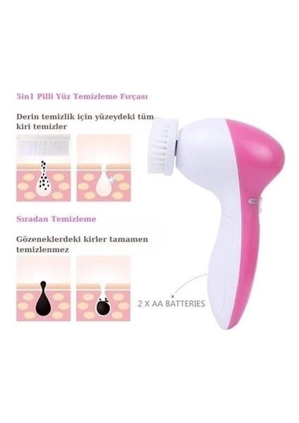 Pilli Yüz Cilt Temizleme Cihazı Siyah Nokta Peeling Fırça Seti Vücut Yüz Bakımı Masaj Aleti