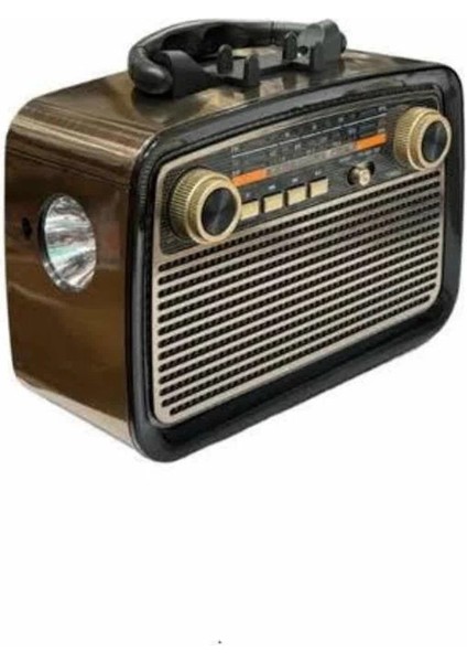 Nostalji Radyo Bluetooth Hoparlör Usb-Sd Kart Giriş LED Fener Işıklı Bataryalı Pilli