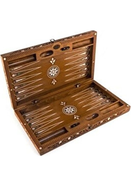 Sedef Kakma Nakışlı Tavla Masif Ahşap Çerçeve ile 15 Adet Pul ve Zar Seti indirimleri