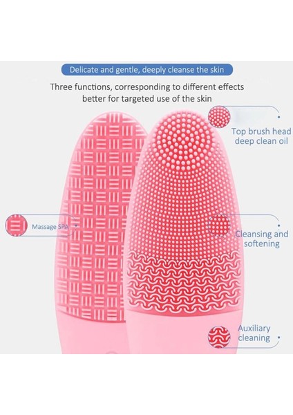 Derin Gözenek Temizliği Için Ince Kaba Silikon Uçlu Elektrikli Yüz Temizleme Fırçası