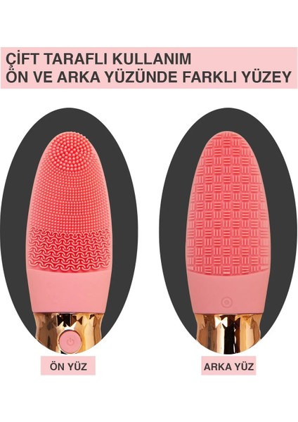 Derin Gözenek Temizliği Için Ince Kaba Silikon Uçlu Elektrikli Yüz Temizleme Fırçası