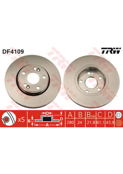 Mtxdpn Ön Fren Aynasi Lgn I-Safr Ii-Scenic Ii-Espace Iii 1.8 16V-2.0-2.2-2.5 20V-2.5-3.0 280X24X5DLXHAVALI