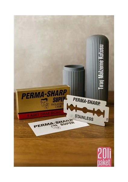 Permasharp 10 Adet Tıraş Jileti Tıraş + Tıraş Malzeme Kutusu Set