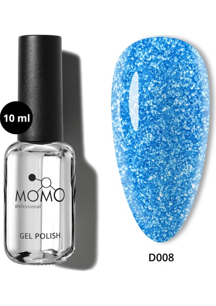 Disko Kalıcı Oje D008 Mavi 10 ml, Reflective Flash Gel Polish