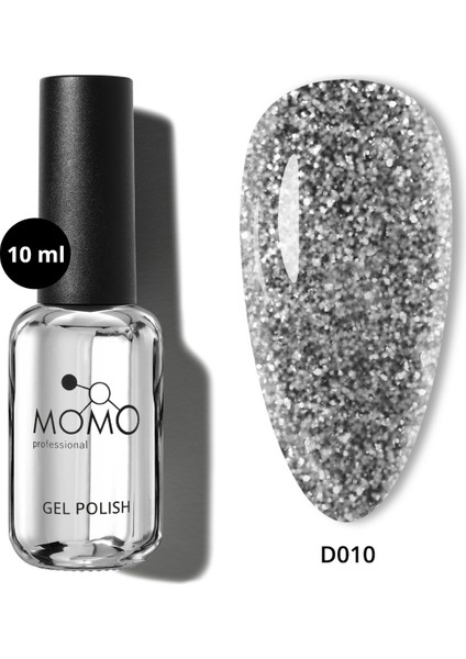 Disko Kalıcı Oje D010 Siyah 10 ml, Reflective Flash Gel Polish