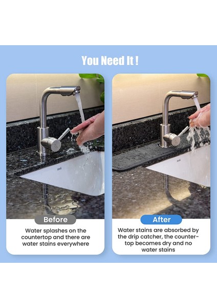 Lavabo Splash Guard Mutfak Için Musluk Emici Mat Musluk Arkasında Kurutma Paspası Tezgah Için Kurutma Pedleri (Yurt Dışından) fırsatları