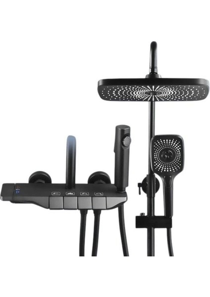 Piyano Kendinden Termostatik Bataryalı Tepe Robot Duş Seti ve Batarya Takım Siyah fiyatları