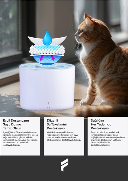 Evcil Hayvan Akıllı Su Kabı Filtresi 4'lü Set modelleri