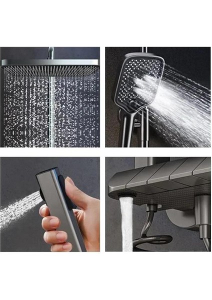 Piyano Kendinden Termostatik Bataryalı Tuşlu Robot Duş Seti ve Batarya Takım Füme fiyatları