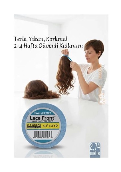 Protez Saç Bandı - 2-4 Haftalık Peruk Bandı Walker Tape Lace Front 1cmx2.75 Metre