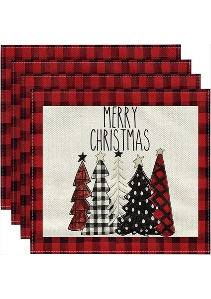 4pcs Noel Ağaçları Kar Pembe Noel Placemats Mutfak Yemek Dekorasyonu Için Kış Masa Paspasları (Yurt Dışından) modelleri