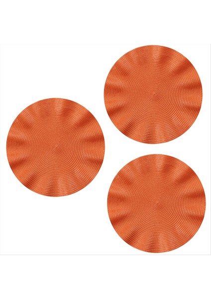 Dalga Yuvarlak Placemat Yuvarlak Anti-Ölçeklendirme Paspası Yemek Masası Yalıtım Batı Tarzı Placemat Mutfak Masası Mat Turuncu (Yurt Dışından)