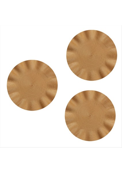 Dalga Yuvarlak Placemat Yuvarlak Anti-Ölçeklendirme Paspası Yemek Masası Yalıtım Batı Tarzı Placemat Mutfak Masası Mat Altın (Yurt Dışından)