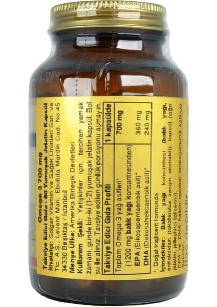 Omega-3 700 60 Kapsül fiyatları