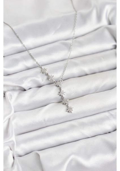 Bfs 316L Çelik Zincir Gümüş Renk Kutup Yıldızı Model Kadın Kolye