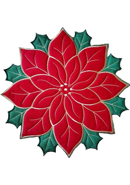 Tatil Noel Işlemeli Placemats Aplike Poinsettia Placemats Masa Dekorasyonu Için Noel Çiçek Placemat A (Yurt Dışından) modelleri