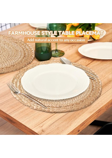 Boho Placemats Seti 6 - El Yapımı Dokuma Placemat Su Sümbül Paspasları Yemek Masası Için Yuvarlak Placemat Mutfak 13 Inç (Yurt Dışından) indirimleri