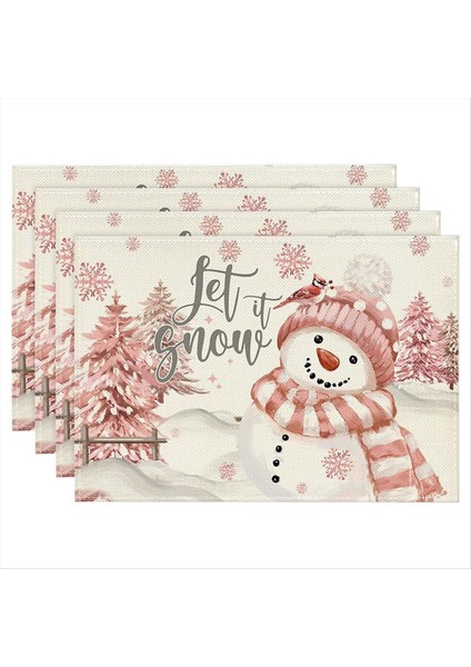 4pcs Noel Ağaçları Kar Pembe Noel Placemats Mutfak Yemek Dekorasyonu Için Kış Masa Paspasları B (Yurt Dışından) indirimleri