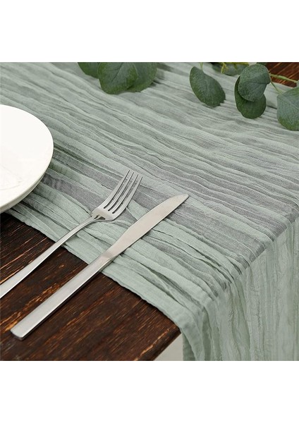 Masa Runner Boho Gazlı Bez Masa Masa Koşucu Rustik Sheer Runner Düğün Bebek Duş Masası Süslemeleri 90X400CM (Yurt Dışından) fiyatları