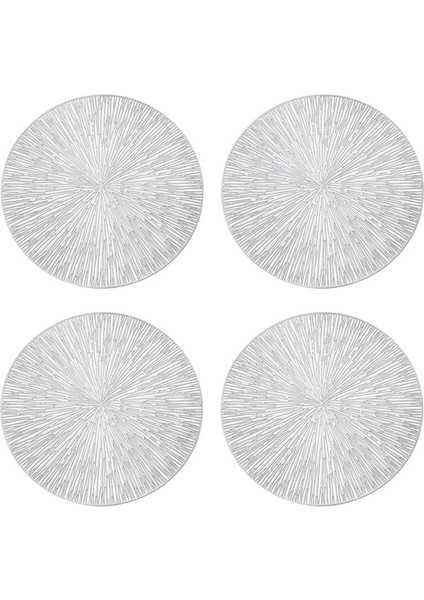 4pcs Yuvarlak Placemats Restaurant Hollow Pvc Dekorasyon Yemeği Mat Anti-Hot Yemek Tablo Hattı Mat Biftek Plaka Pad Gümüş (Yurt Dışından)