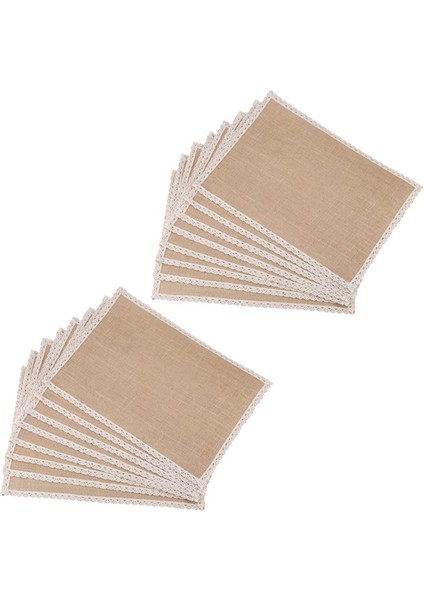 16PCS Keten Masa Paspas Placemat Seti Doğal Jüt Dokuma Sofra Takımı Mat Düğün Dekorasyonu (Yurt Dışından)