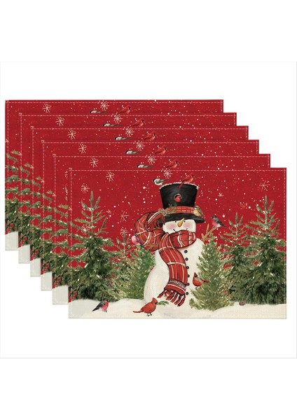 Noel Placemats 12X18 Inç Mevsimlik Noel Tatil Masası Paspasları Yıkanabilir Masa Paspasları 6 (Yurt Dışından)