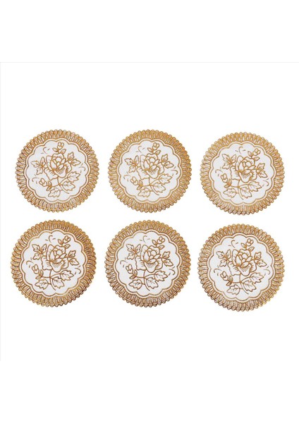 6 Zarif Altın Tonlu Çiçek Yemek Masa Bardak Altlığı Seti (Yurt Dışından) fiyatları