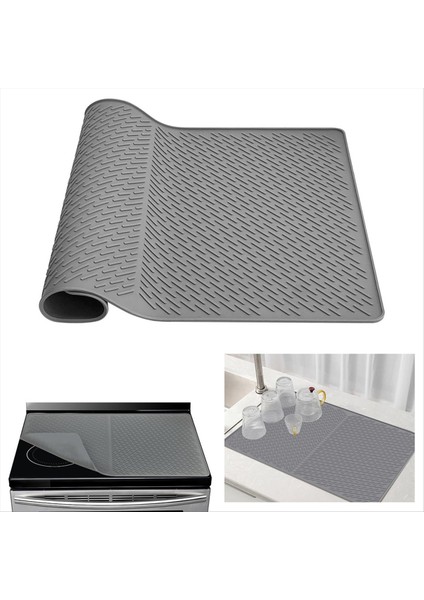 Silikon Soba Üst Koruyucu Mat 27 8X19 9 Inç Mutfak Silikon Cam Üst Soba Kapağı Protectore Kurutma Paspasları Gri (Yurt Dışından) fırsatları