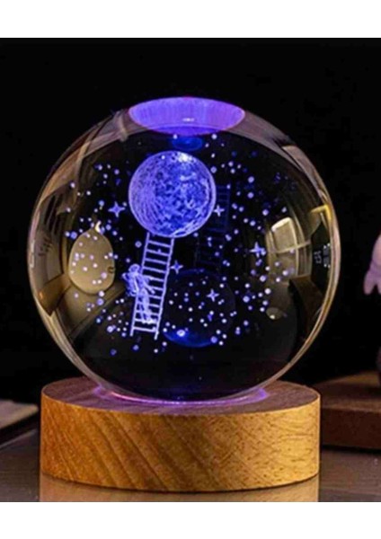 Ahşap Aydınlatma Astronot Tasarımlı Işıklı Küre