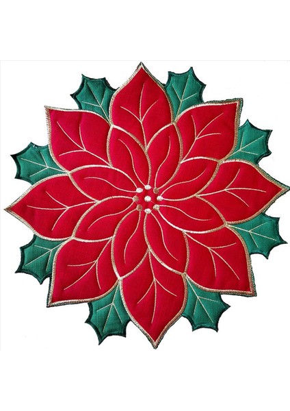 8x Tatil Noel Işlemeli Placemats Aplike Poinsettia Placemats Noel Çiçek Placemat A (Yurt Dışından) fiyatları