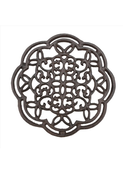 Yuvarlak Dökme Demir Trivet Demir Isı Izleme Trivet Slip Olmayan Şişkinler Mutfak Yemek Masa Dekoru Için Vintage Desen (Yurt Dışından)