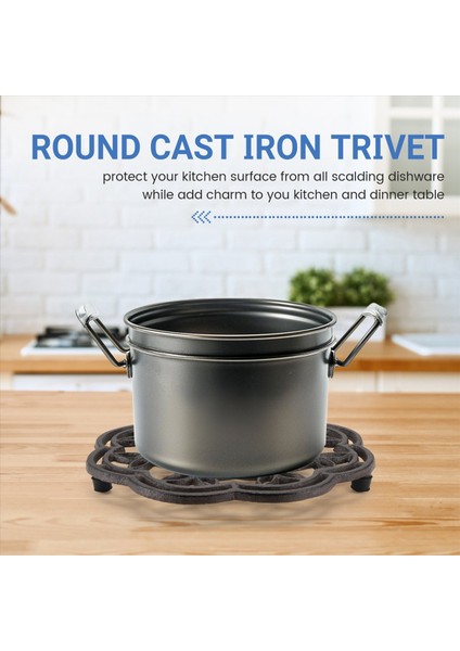 Yuvarlak Dökme Demir Trivet Demir Isı Izleme Trivet Slip Olmayan Şişkinler Mutfak Yemek Masa Dekoru Için Vintage Desen (Yurt Dışından) fırsatları