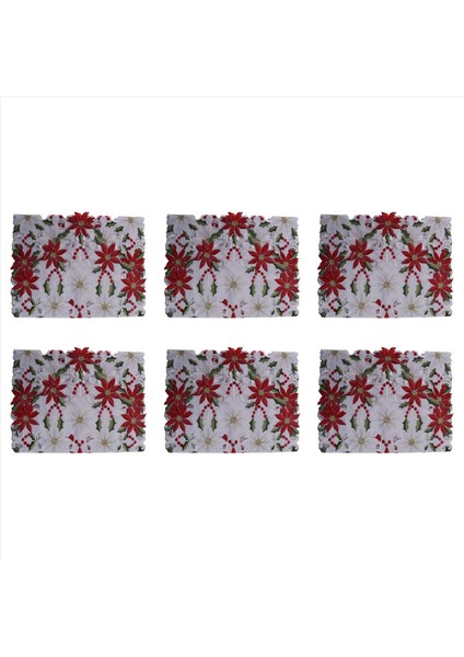 6x Noel Işlemeli Masa Koşucusu Lüks Holly Poinsettia Masa Runner Noel Dekorasyonları Için 15 x 70 Inç (Yurt Dışından)